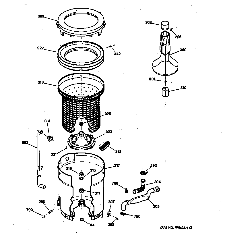Tub, basket & agitator