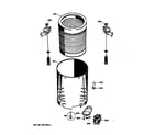 GE WZSE5310T0WW tub & suspension diagram