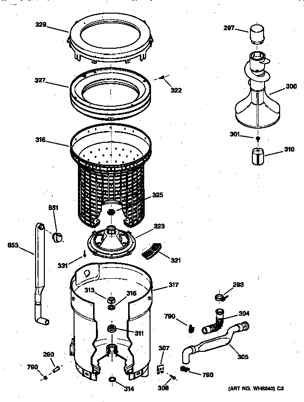 Tub, basket & agitator