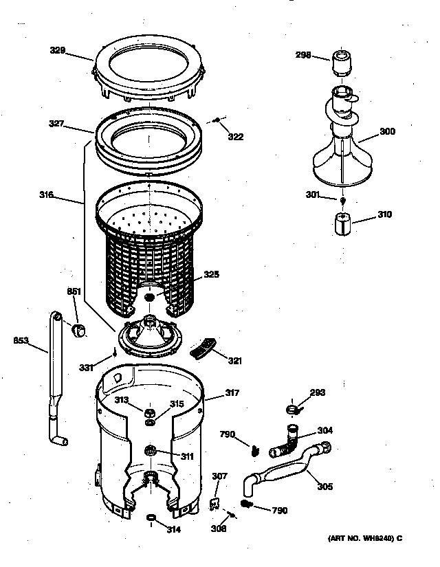 Tub, basket & agitator