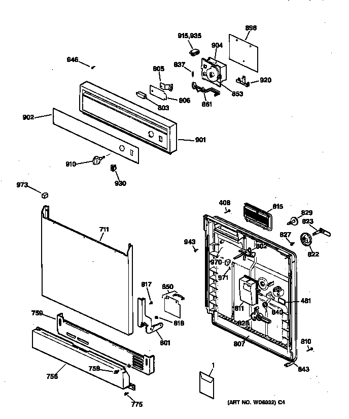 Escutcheon & door assembly