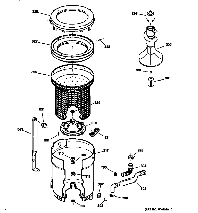 Tub, basket & agitator