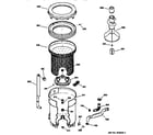 GE WDSR4110T8AA tub, basket & agitator diagram
