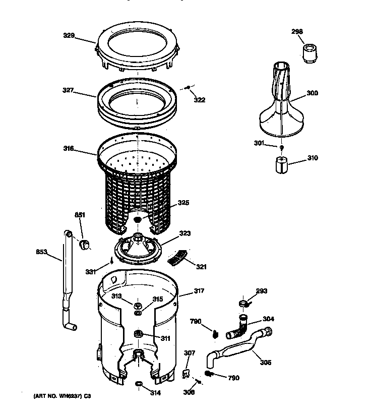 Tub, basket & agitator