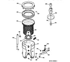 GE WCSR4110T8AA tub, basket & agitator diagram