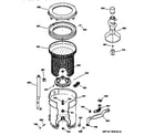 GE WBSR1060T8WW tub, basket & agitator diagram