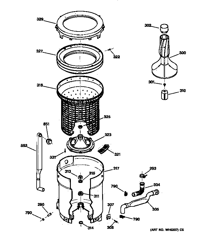 Tub, basket & agitator