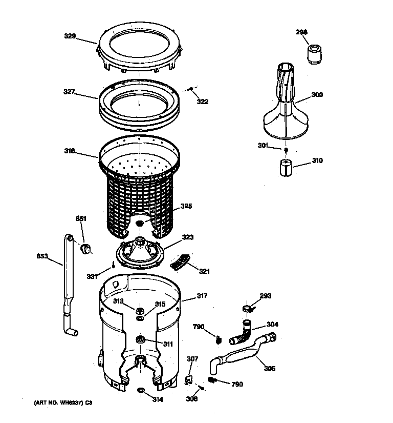 Tub, basket & agitator