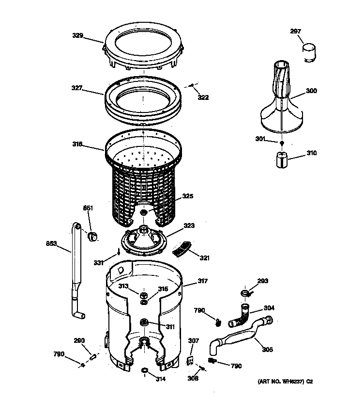 Tub, basket & agitator
