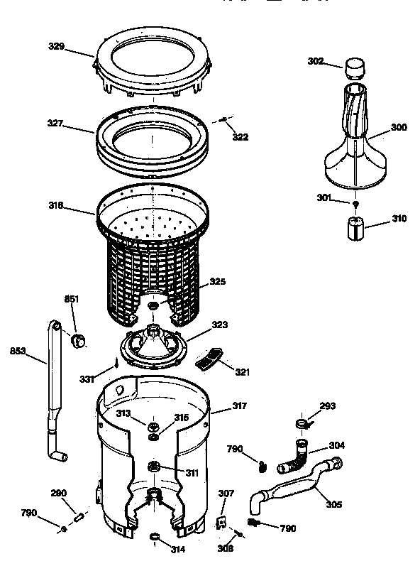 Tub, basket & agitator