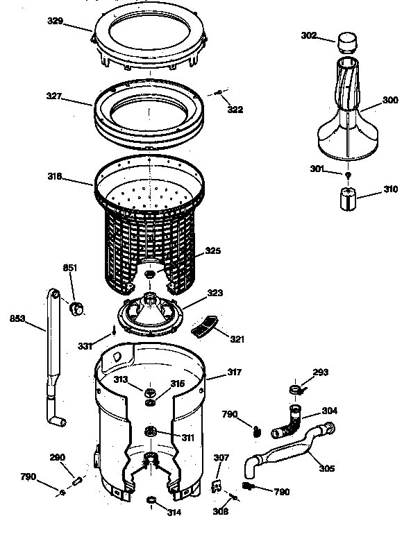 TUB, BASKET & AGITATOR