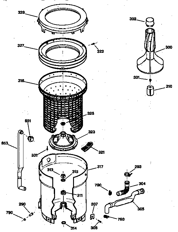 Tub, basket & agitator