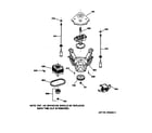GE WJSR2080V1WW suspension, pump & drive components diagram