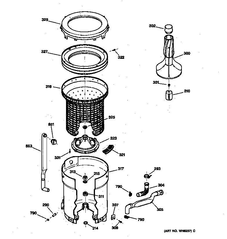 Tub, basket & agitator