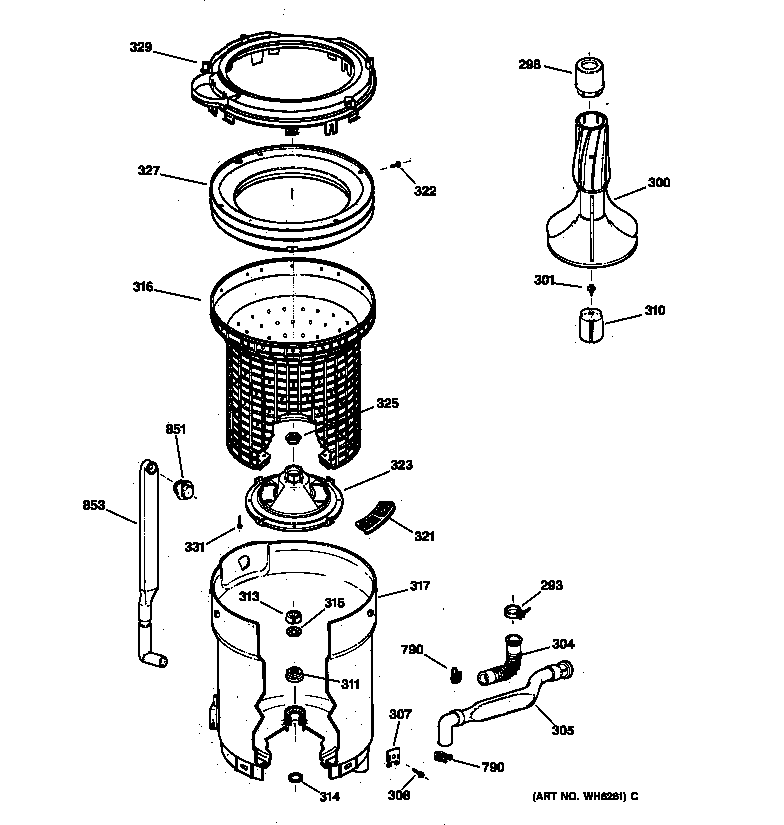 Tub, basket & agitator