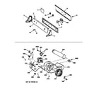 GE DBXR453GV0AA backsplash, blower & drive assembly diagram