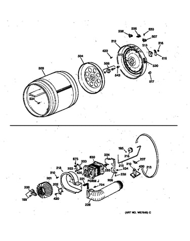 Drum, heater asem., blower & drive assembly