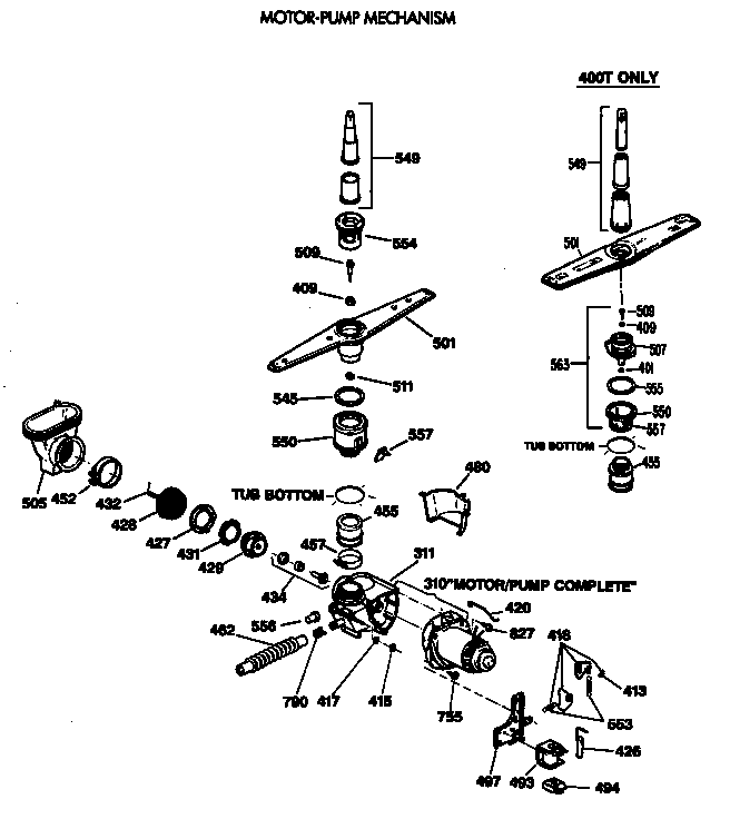 Motor-pump mechanism 400t only