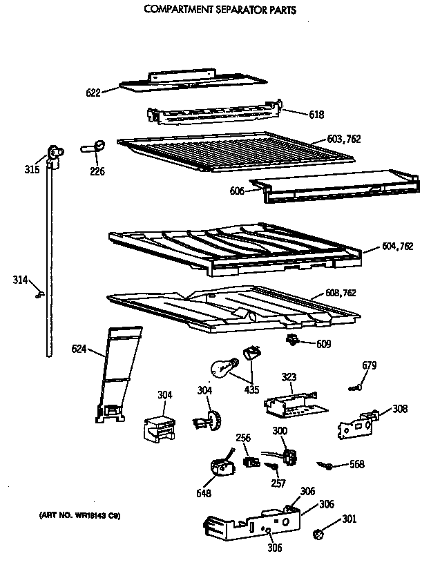 Compartment separator parts