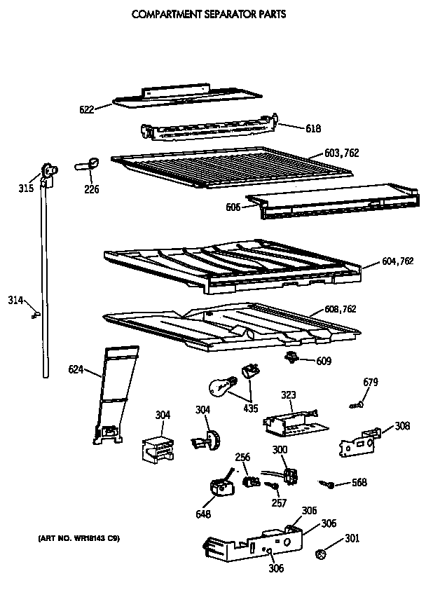 Compartment separator parts
