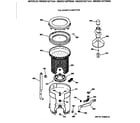 GE WKSR2100T3AA tub, basket & agitator diagram