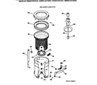 GE WNSR2100T3AA tub, basket & agitator diagram