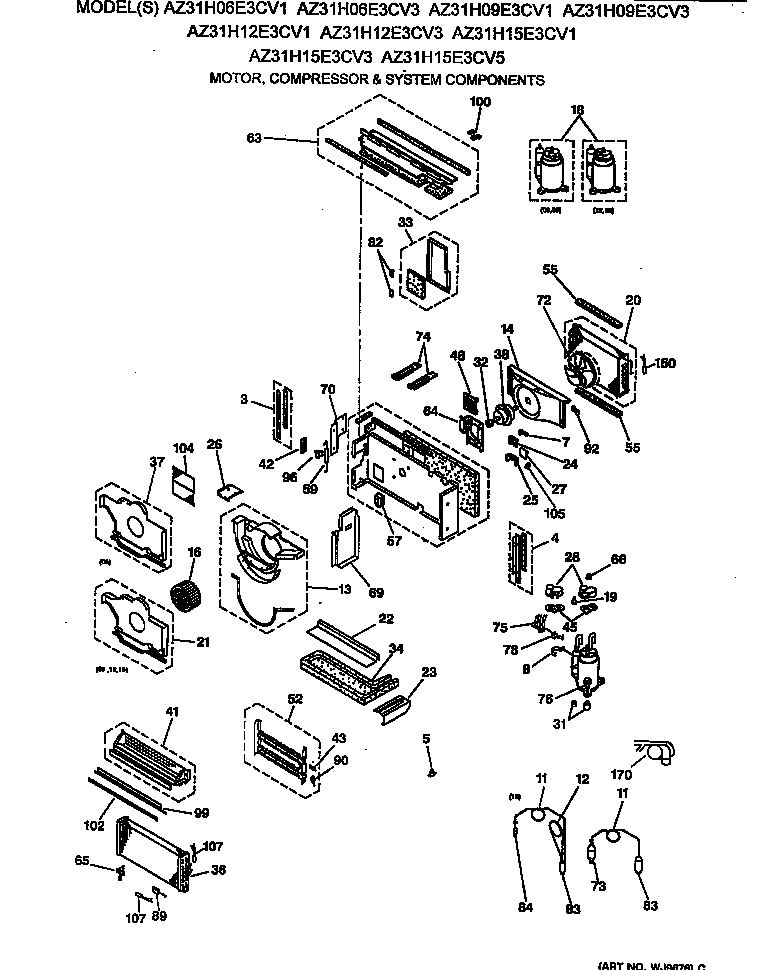 Motor, compressor & system components
