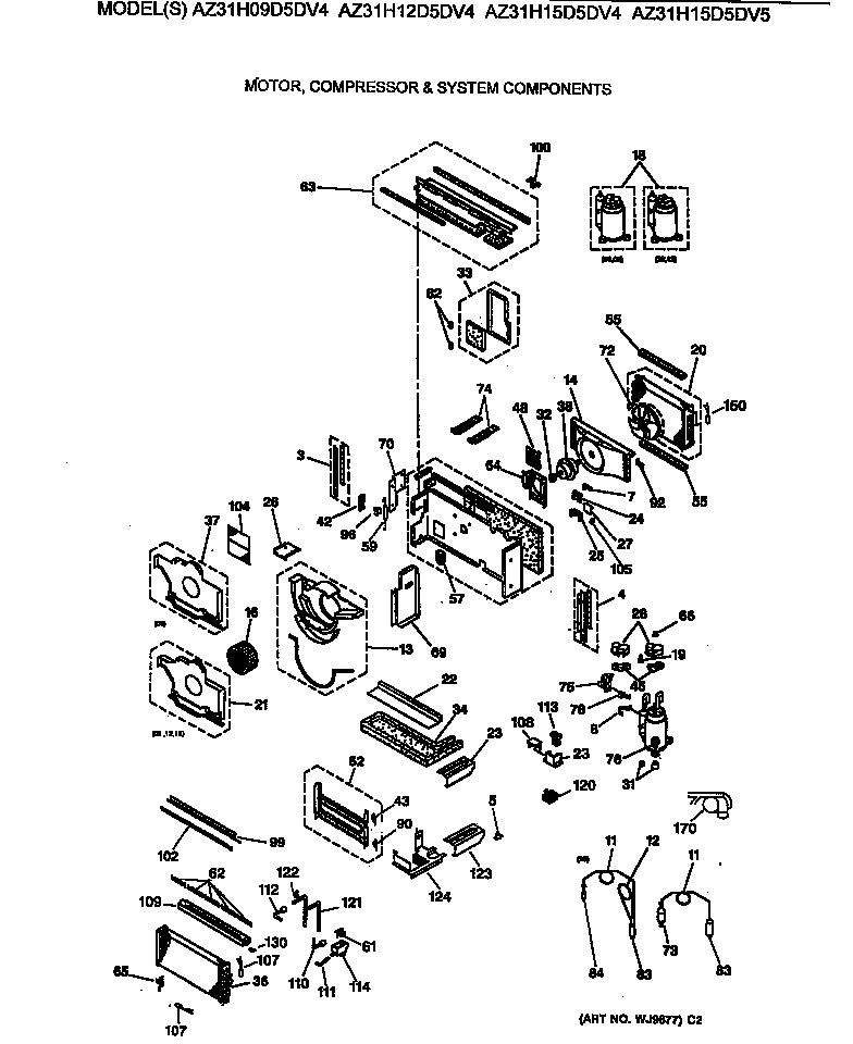 Motor, compressor & system components