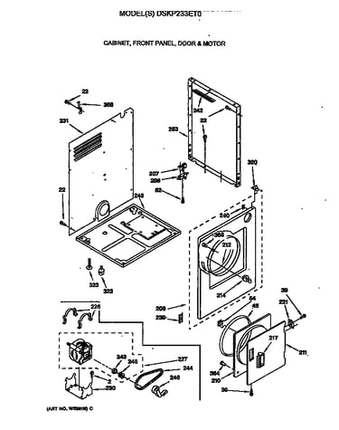 Cabinet, front panel, door & motor