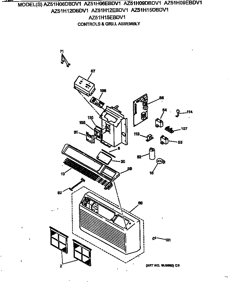 CONTROLS & GRILL ASSEMBLY