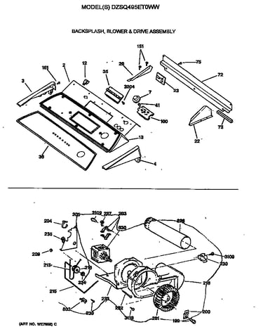 Backsplash, blower & drive assembly