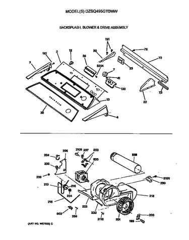Backsplash, blower & drive assembly