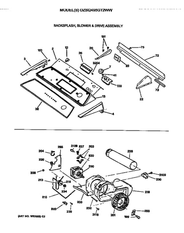 Backsplash, blower & drive assembly