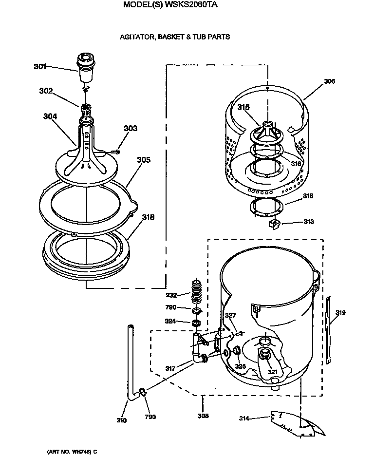 Agitator, basket & tub parts