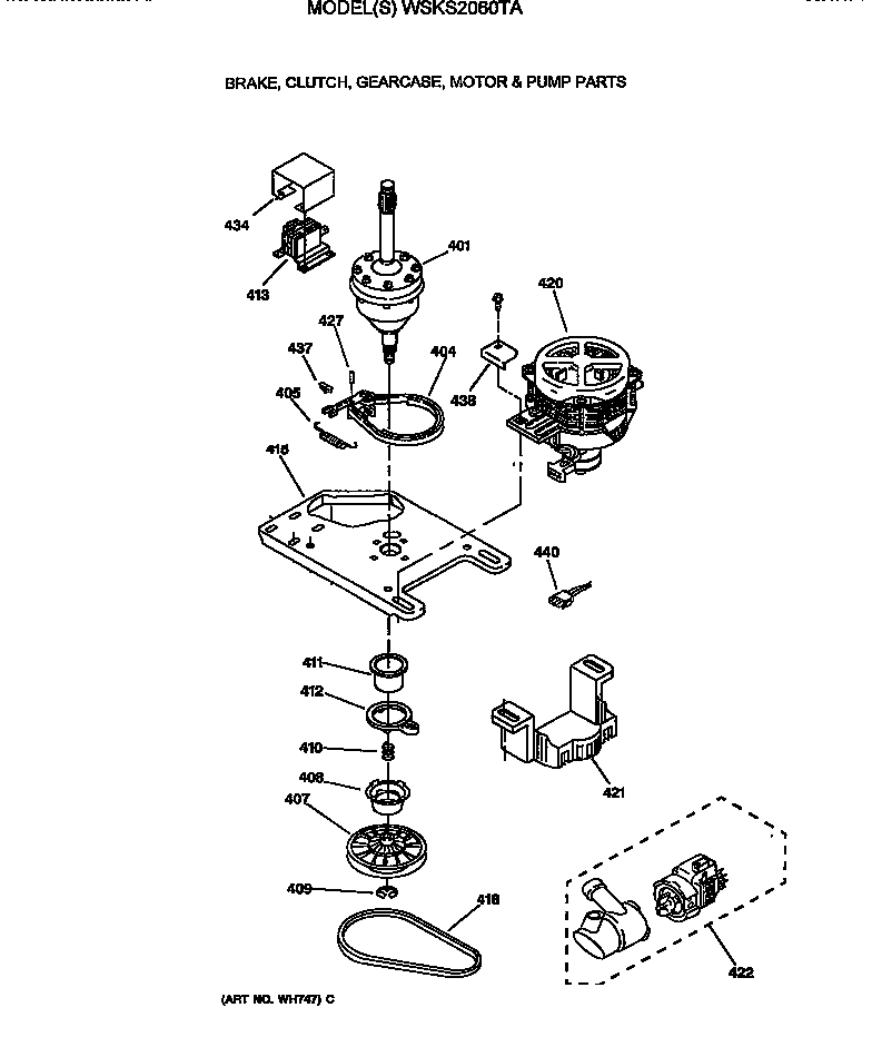 Brake, clutch, gearcase, motor & pump parts