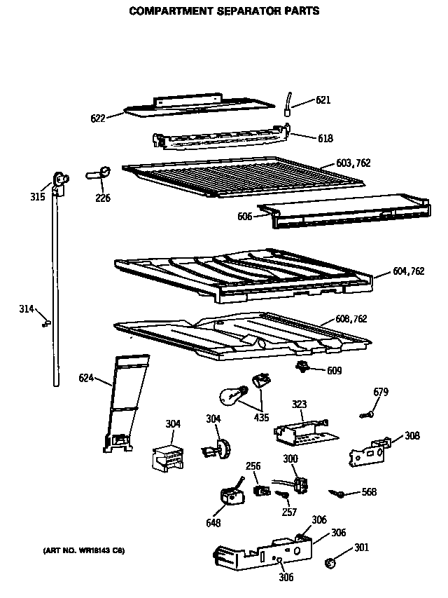 Compartment separator parts