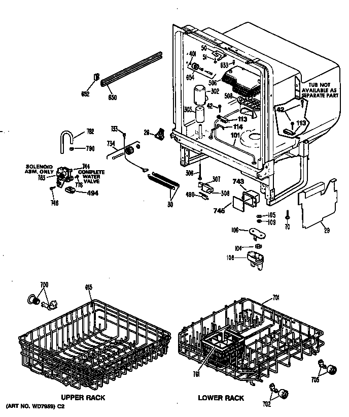 Tub assembly/racks