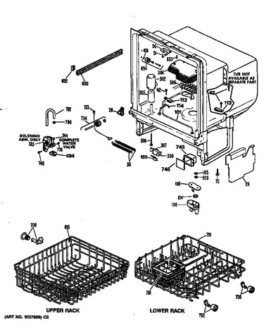 Tub assembly/racks