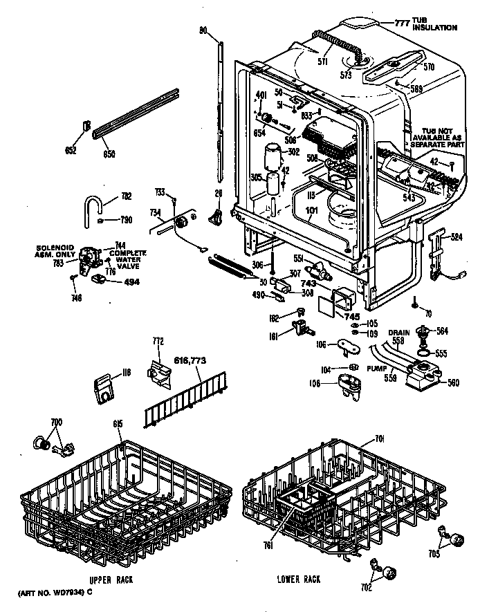 Tub assembly/racks