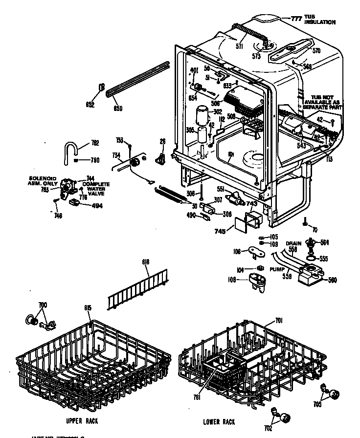 Tub assembly/racks