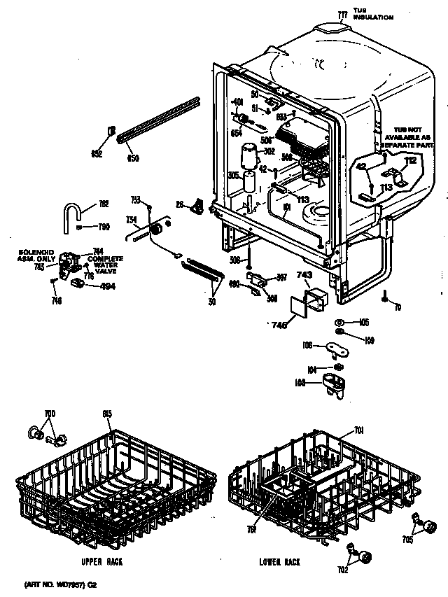 Tub assembly/racks