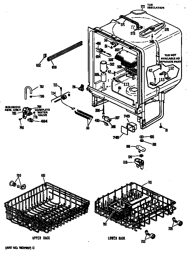 Tub assembly/racks