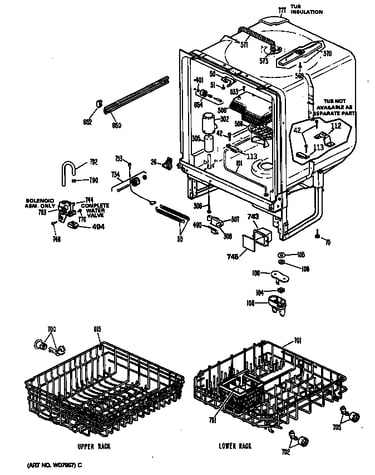 Tub assembly/racks