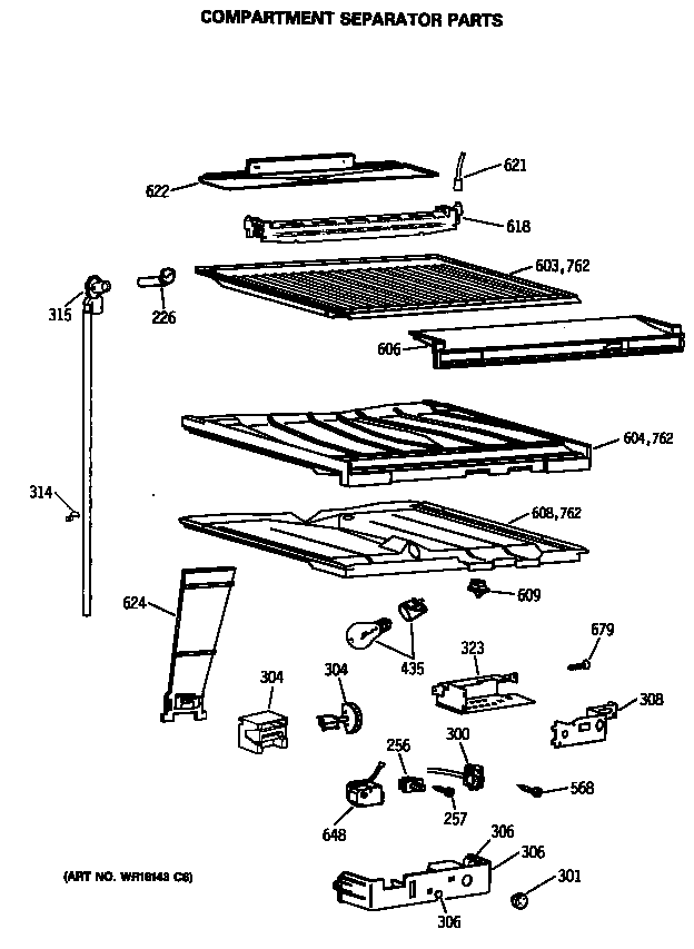 Compartment separator parts