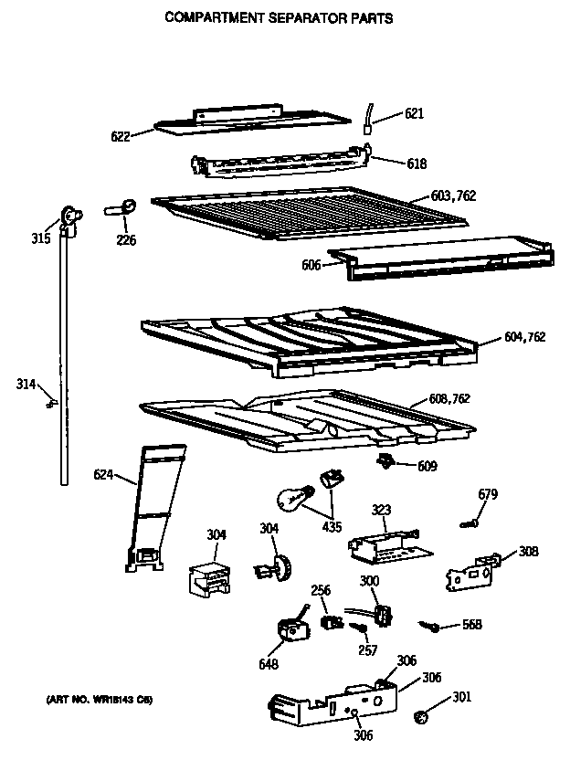 Compartment separator parts