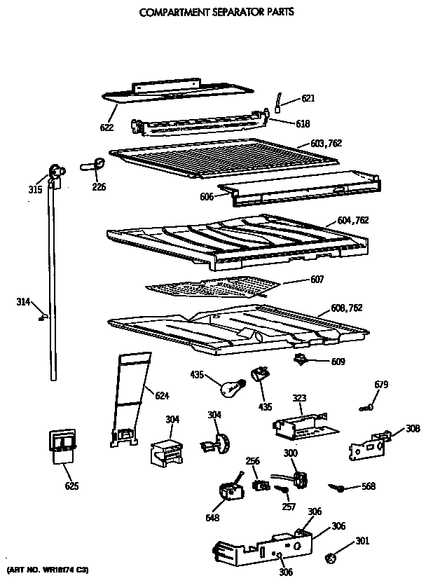 Compartment separator parts