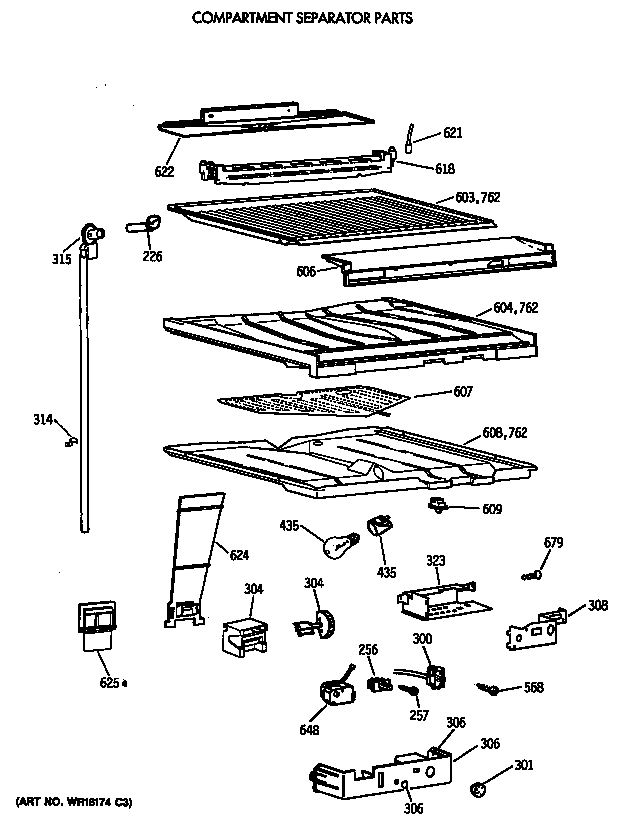 Compartment separator parts
