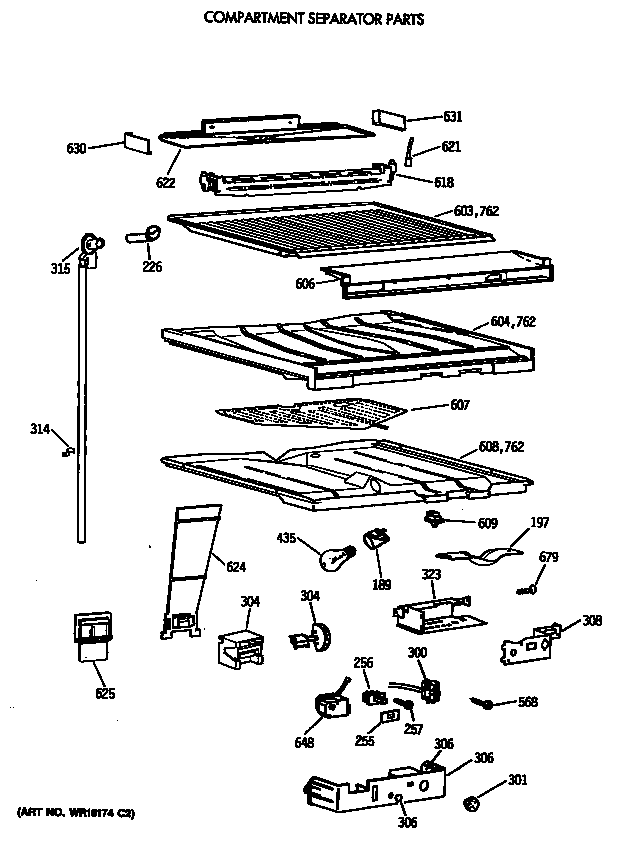 Compartment separator parts