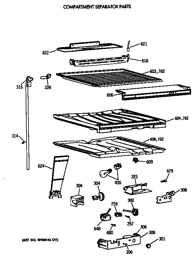 Compartment separator parts
