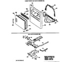 GE DBLR453GT0AA cabinet front, gas valve & burner asm. diagram